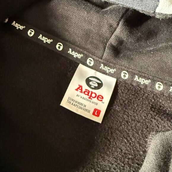 Aape by Bape Stripe and Stars Button Up Varsity Jacket Sweater Hoodie Size L - Picture 12 of 16